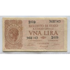 ITALIA 1944 BILLETTE DE 1 LIRA SEGUNDA GUERRA MUNDIAL